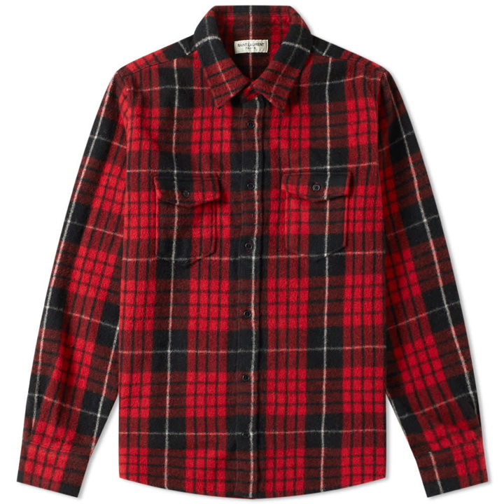 Photo: Saint Laurent Heavy Felt Wool Check Overshirt