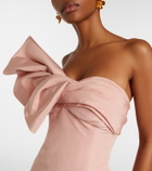 Oscar de la Renta Bow-detail draped silk faille gown