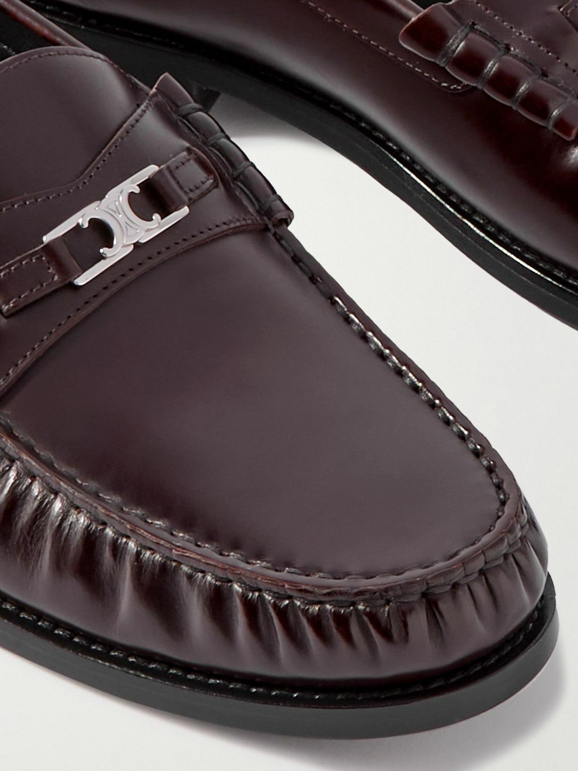 CELINE - Luco Logo-Embellished Polished-Leather Loafers - Brown