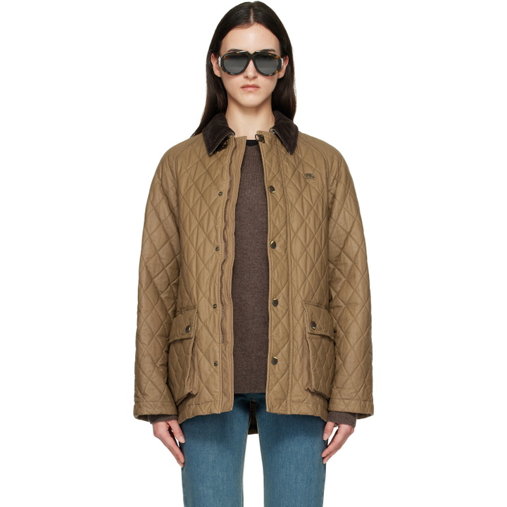 Photo: Burberry Beige Quilted Coated Cotton Barn Jacket