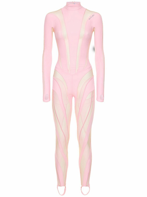 Photo: MUGLER - Lvr Exclusive Jersey & Tulle Jumpsuit