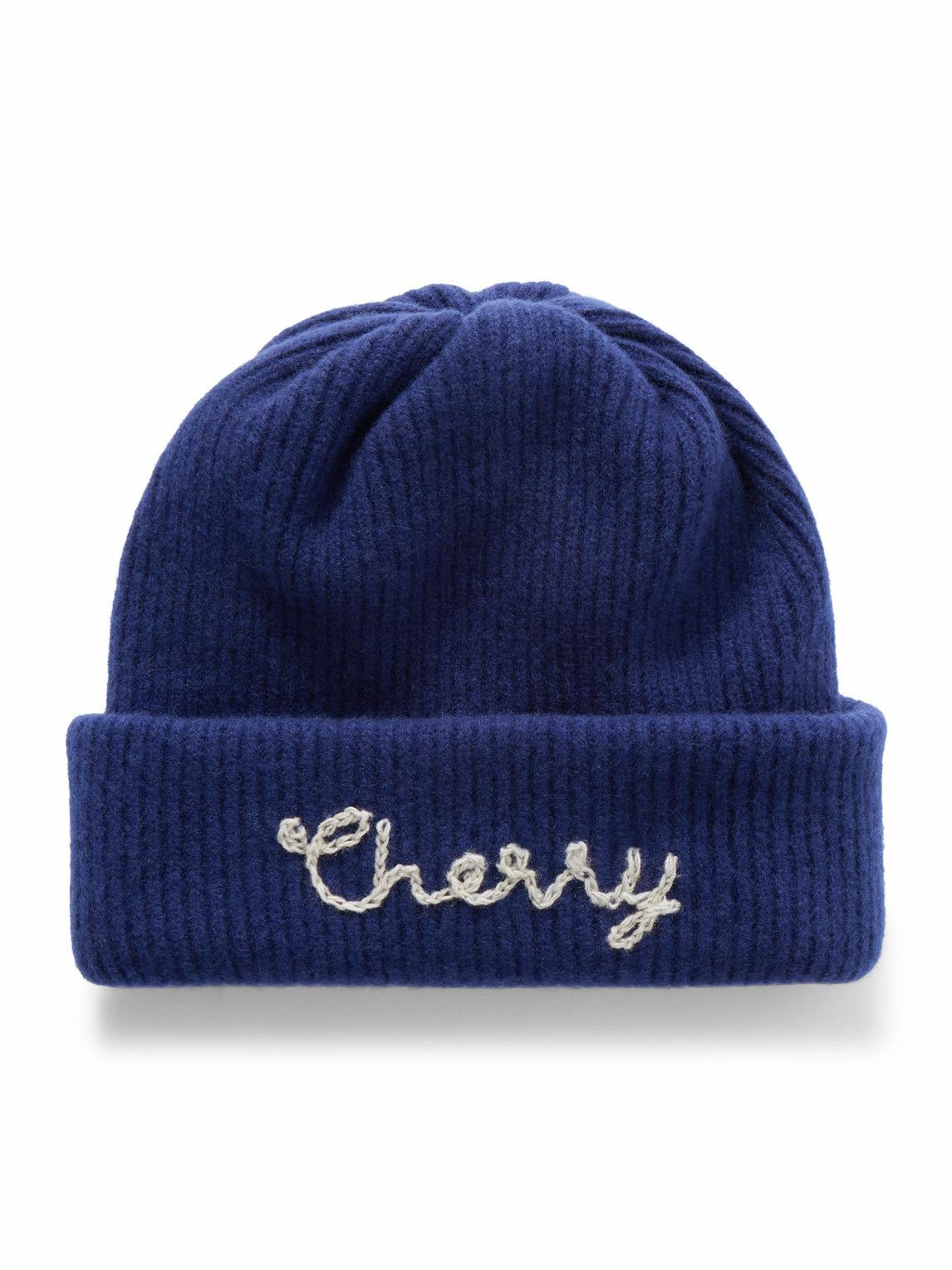 Cherry Los Angeles - Logo-Embroidered Ribbed Cashmere Beanie