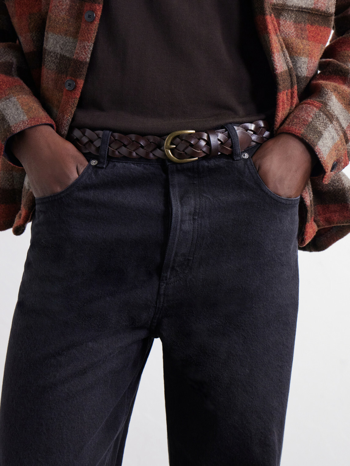 MORJAS - 3cm Braided Leather Belt - Brown