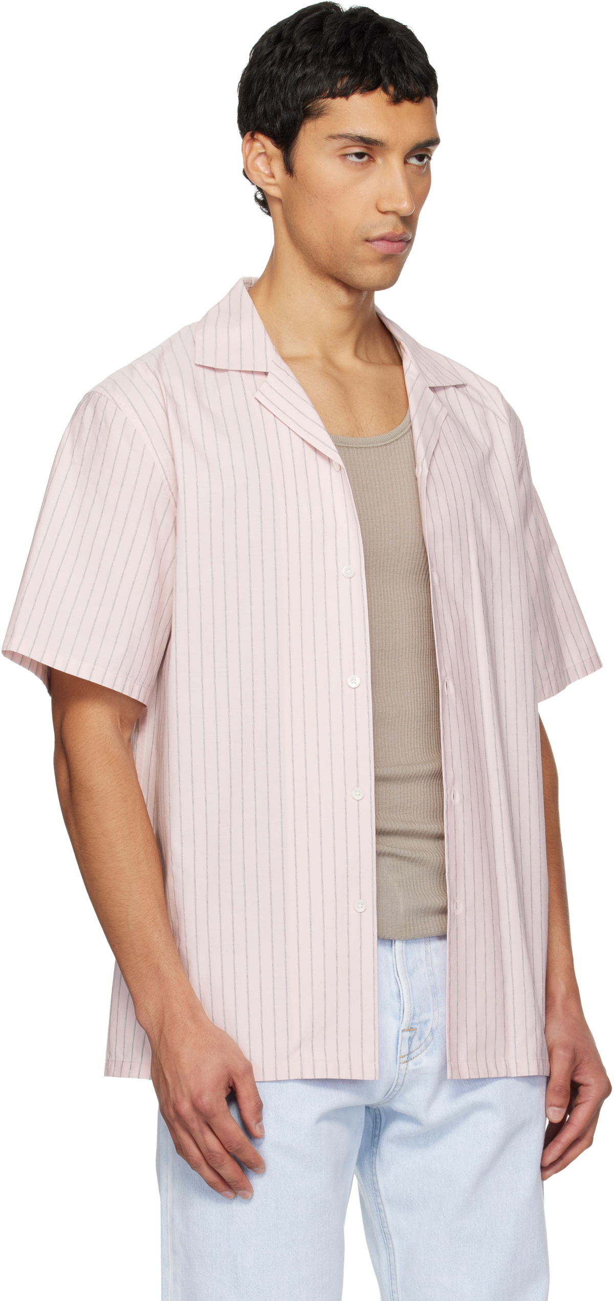 Lanvin Pink Striped Bowling Shirt