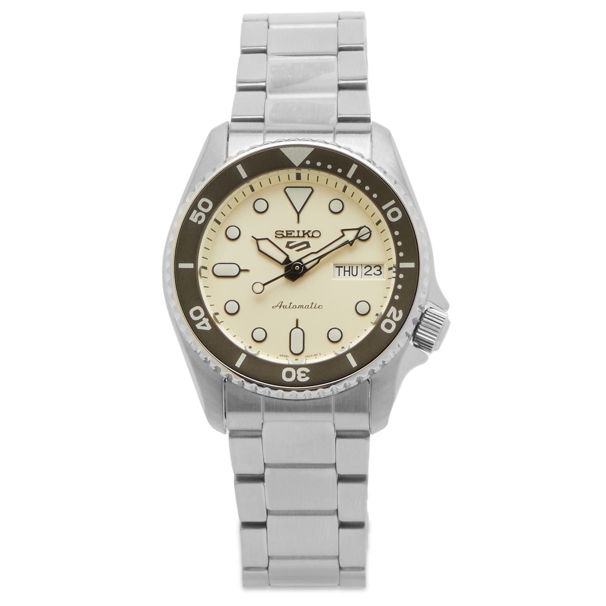 Seiko 5 Sports 38mm Watch in White Chrome Seiko