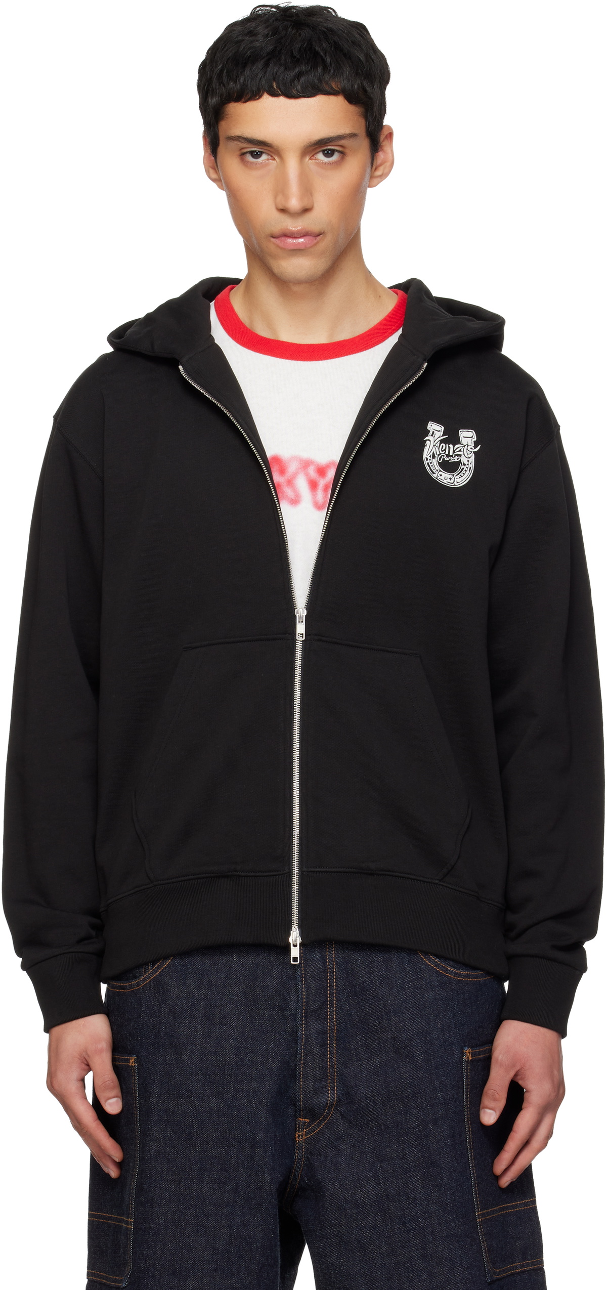 Kenzo Black Kenzo Paris Happy Tiger Embroidered Hoodie Kenzo