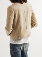 SAINT LAURENT - Kong Slim-Fit Camp-Collar Suede Jacket - Neutrals - IT 44