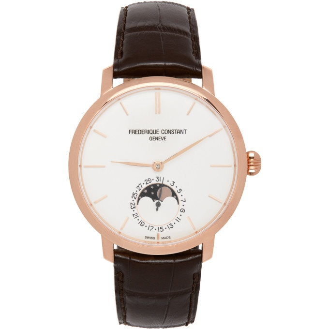 Photo: Frederique Constant Gold and Brown Slimline Moonphase Watch