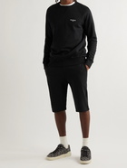 Balmain - Slim-Fit Logo-Flocked Cotton-Jersey Drawstring Shorts - Black