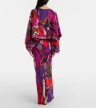Pucci Orchidee silk slip dress and cape set