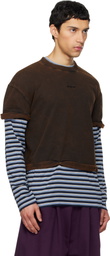 We11done Brown & Blue Layered Stripe Long-Sleeve T-shirt