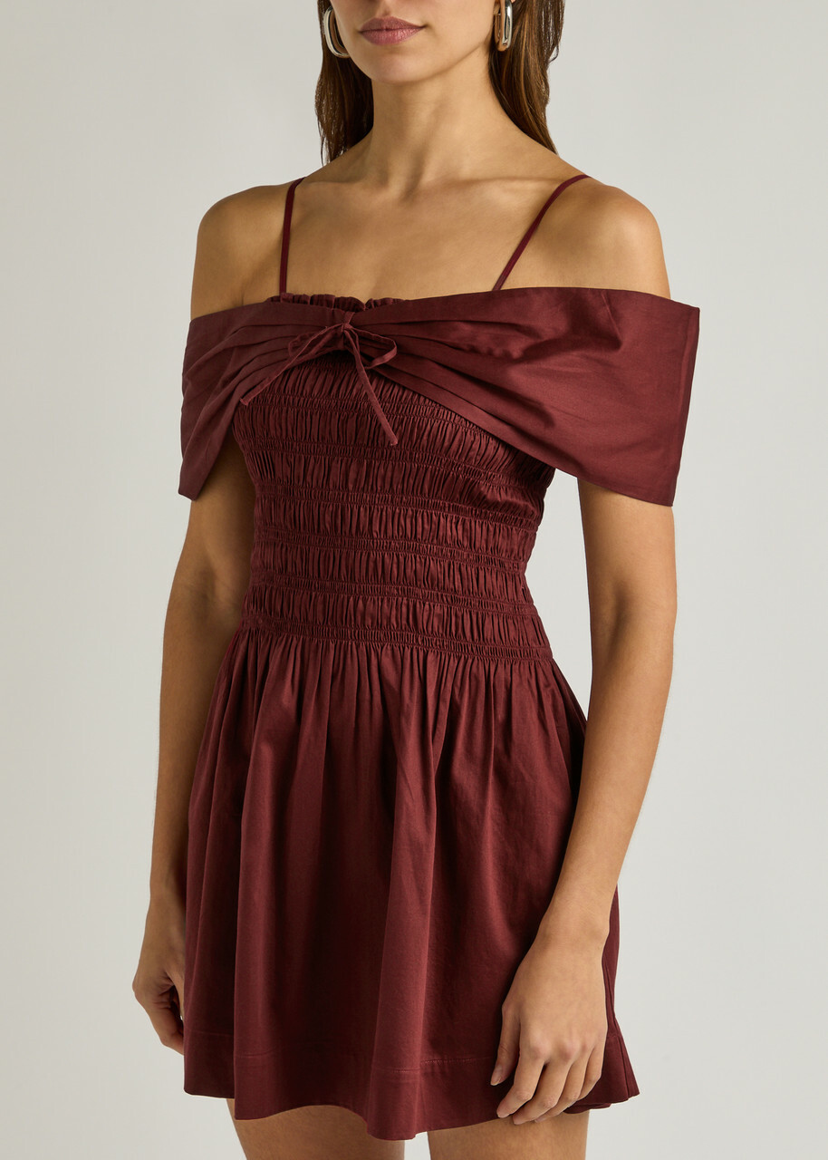 damson madder burgundy dress Augustus Belt Embellished Bodycon Mini Dress In Black L main image 0