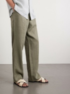 Manolo Blahnik - Otawi Woven Raffia and Leather Sandals - Neutrals