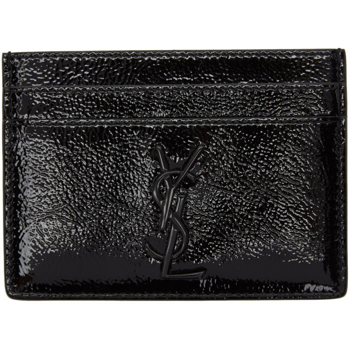 Photo: Saint Laurent Black Patent Monogram Card Holder