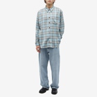 AMI Paris Men's Check Overshirt in Feather Blue/Pearl Grey
