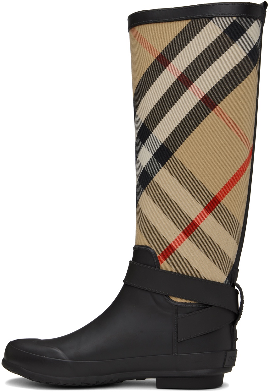 Burberry Beige & Black House Boots Burberry