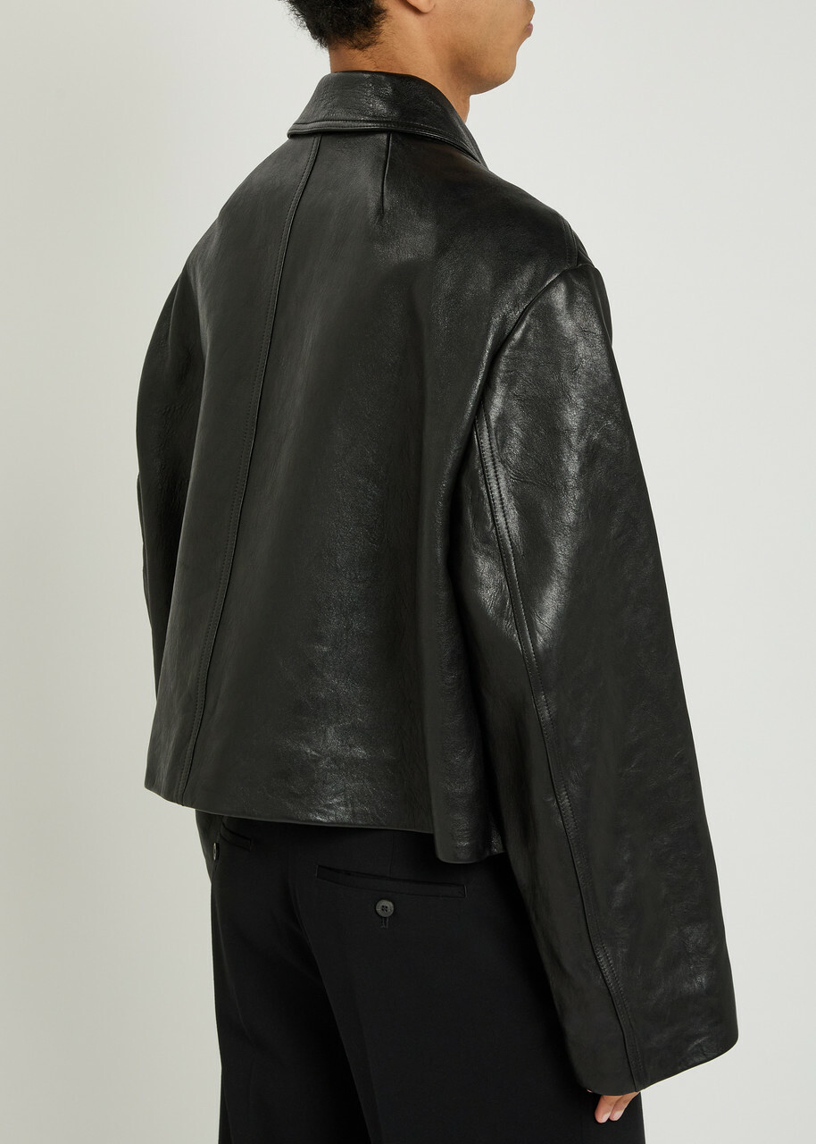 Rick Owens Heizer Grained Leather Jacket Black