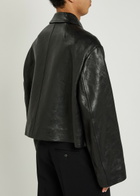 Rick Owens Heizer Grained Leather Jacket Black
