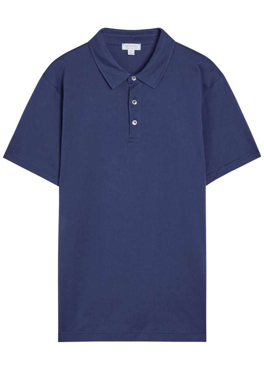 Sunspel Cotton-jersey Polo Shirt Dark Blue