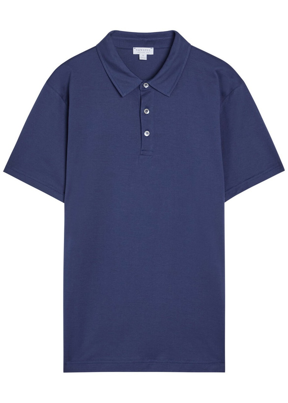 Photo: Sunspel Cotton-jersey Polo Shirt Dark Blue
