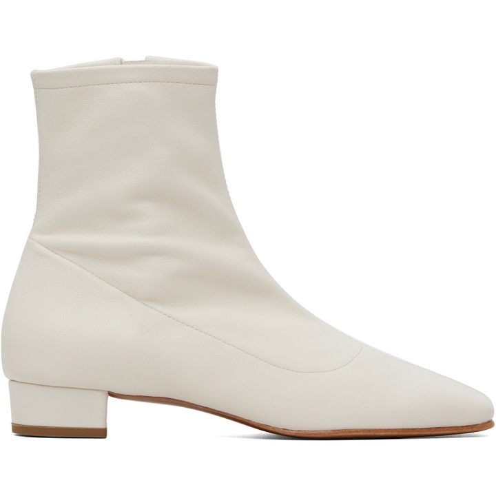 Photo: BY FAR White Este Leather Ankle Boots