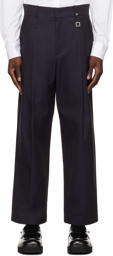 Wooyoungmi Navy Pleated Trousers