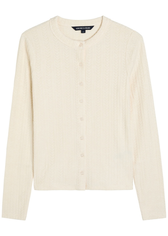 Photo: Veronica Beard Lira Pointelle Stretch-knit Cardigan Ecru
