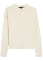 Veronica Beard Lira Pointelle Stretch-knit Cardigan Ecru