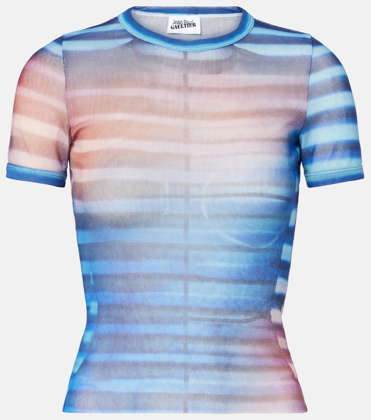 Jean Paul Gaultier Printed striped mesh T-shirt