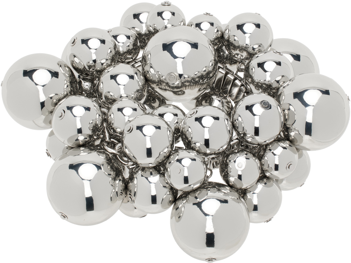 ALL-IN Silver Puffed Faux-Pearl Bracelet