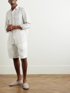 Brunello Cucinelli - Embroidered Striped Linen Shirt - Neutrals