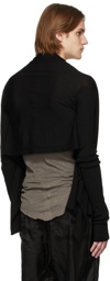 Rick Owens Black Long Wrap Cropped Back Cardigan