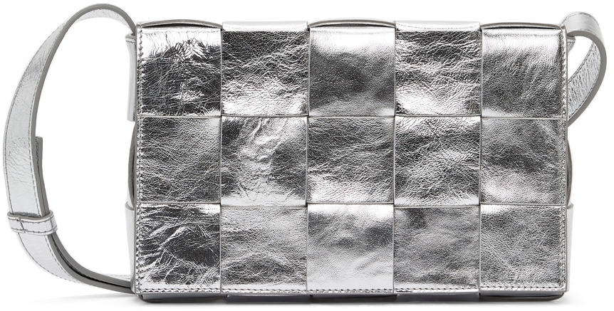 Bottega Veneta Metallic Silver Intrecciato Leather Cassette Shoulder Bag  Bottega Veneta