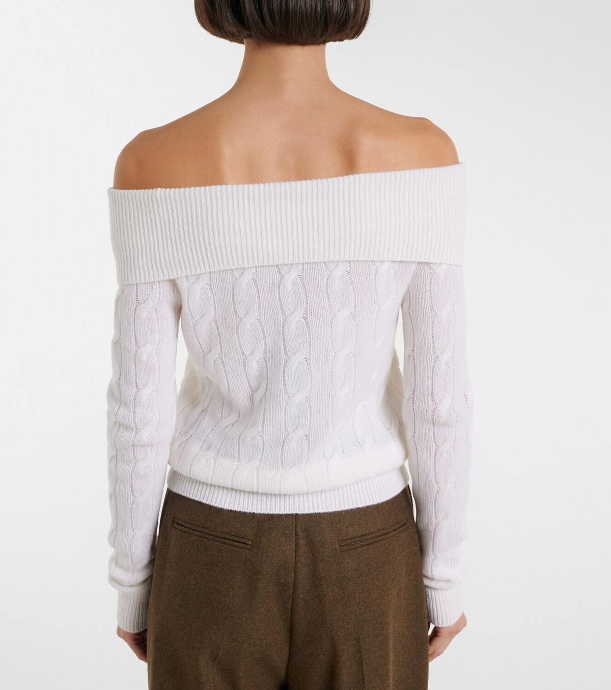 Ralph Lauren Collection Cable-knit off-shoulder cashmere sweater