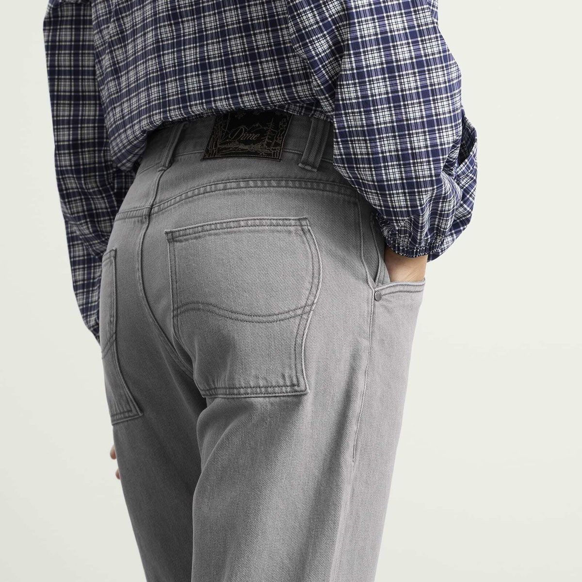 Dime Women's Straight Denim Pants in Gray Washed