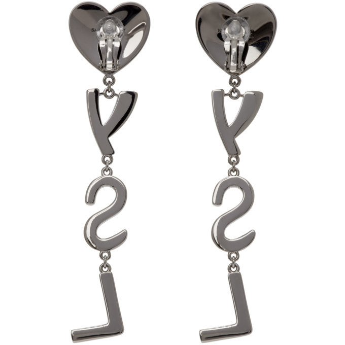 Saint Laurent Black Smoking Heart Earrings