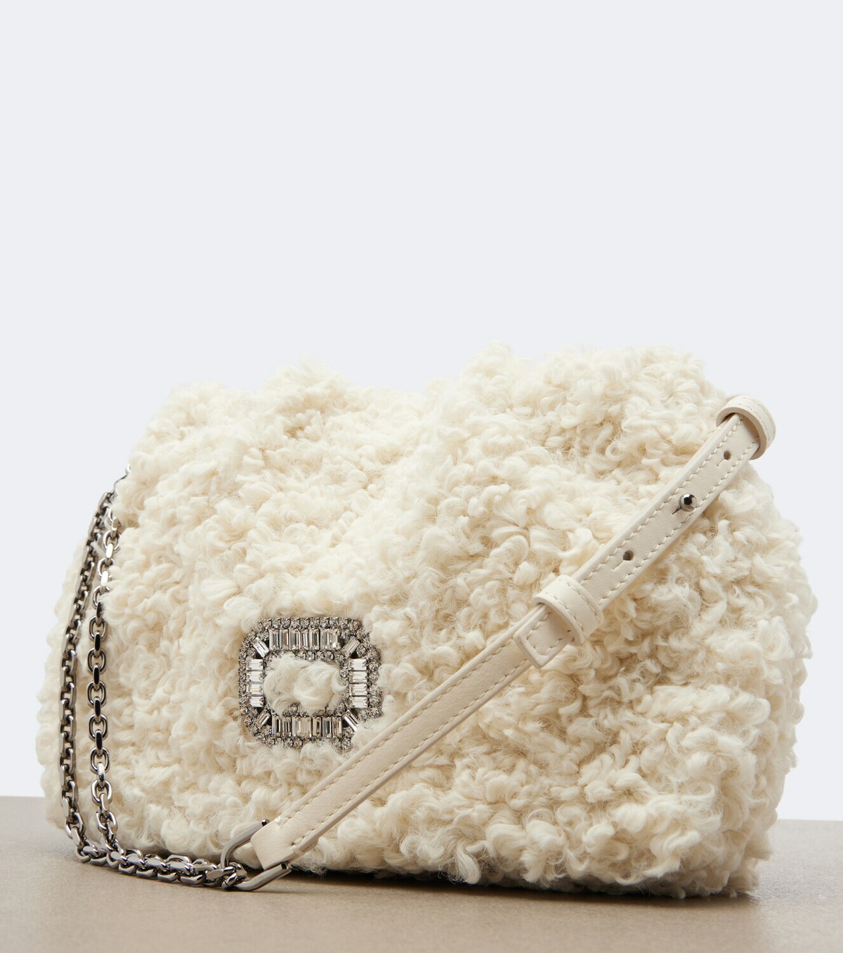 Roger Vivier Pilgrim Micro shearling shoulder bag