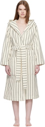 Tekla White & Green Terry Hooded Bathrobe