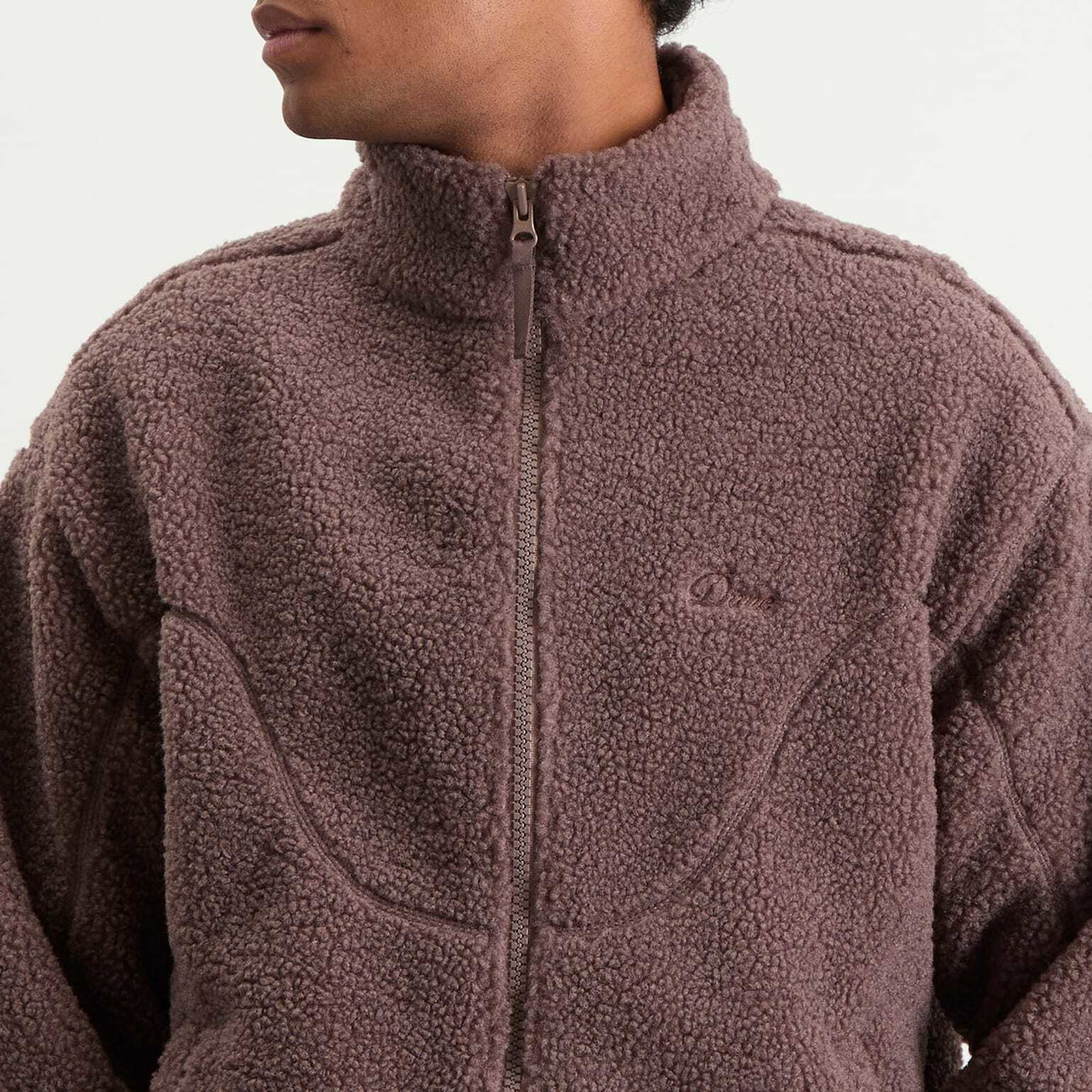 Dime Men's Polar Fleece Sherpa Zip Jacket in Mocha