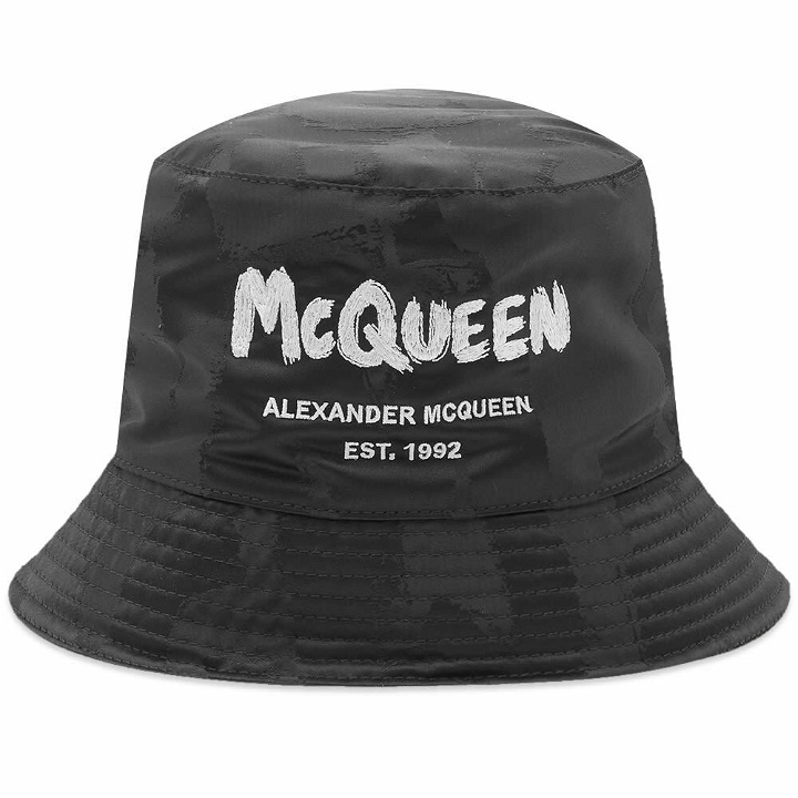 Photo: Alexander McQueen Men's Grafitti Logo Bucket Hat in Black/Ivory