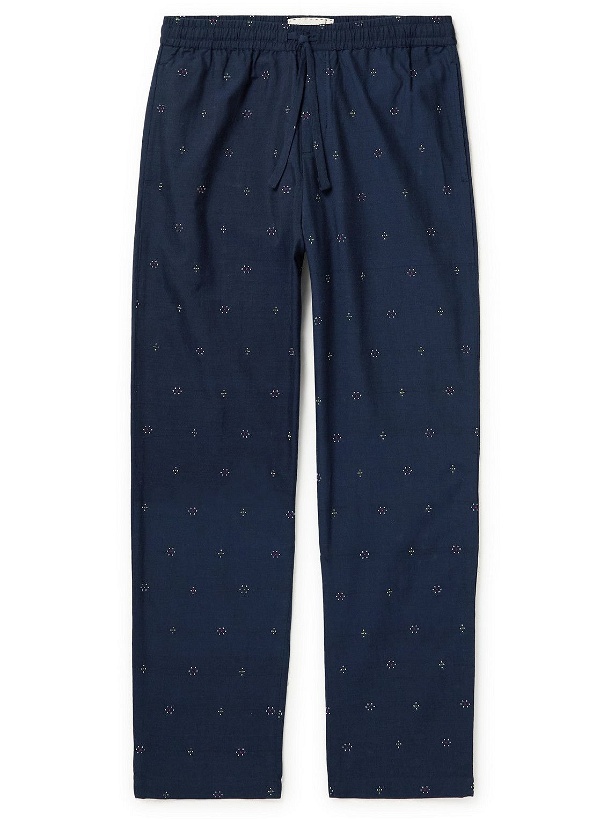 Photo: SMR Days - Malibu Embroidered Organic Cotton Drawstring Trousers - Blue