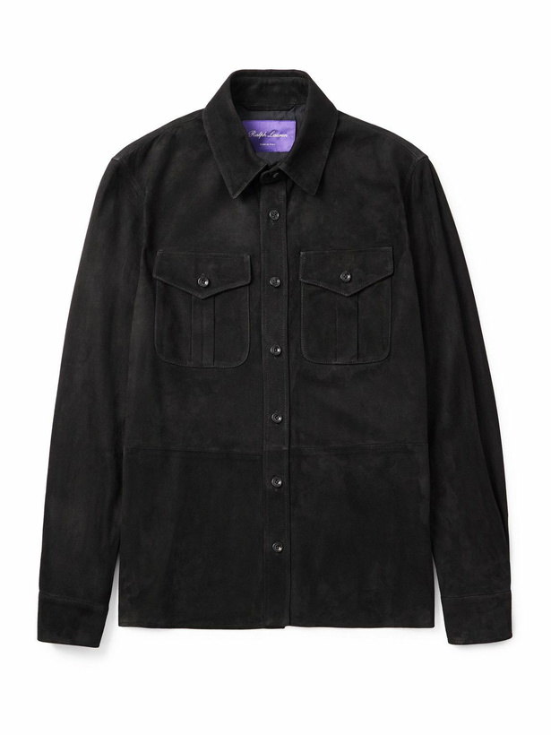 Photo: Ralph Lauren Purple label - Barron Suede Overshirt - Black