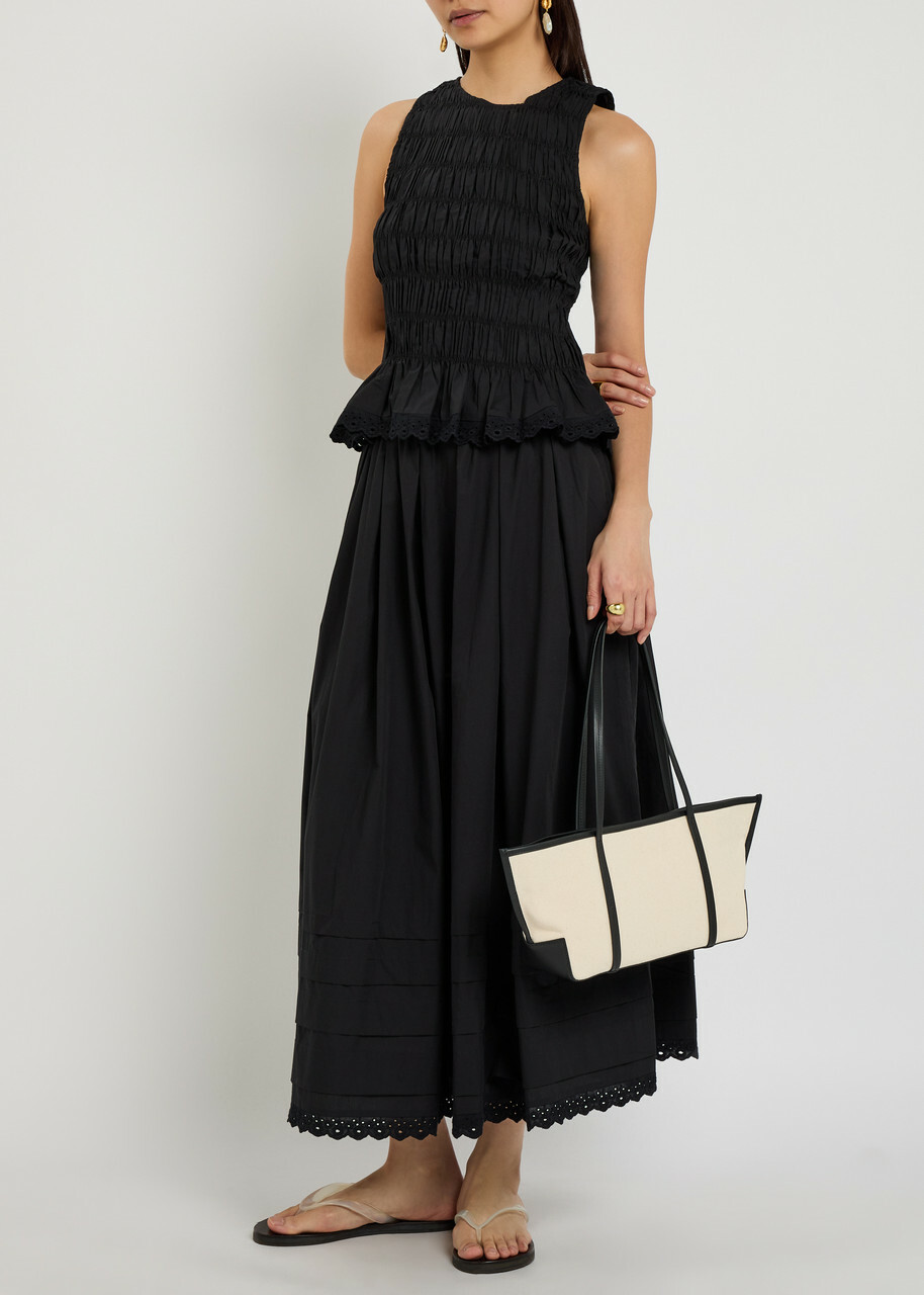 Faithfull The Brand Thea Shirred Cotton top Black