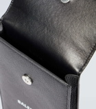Balenciaga - Leather card and phone holder