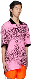 We11done Pink Leopard All Over Polo