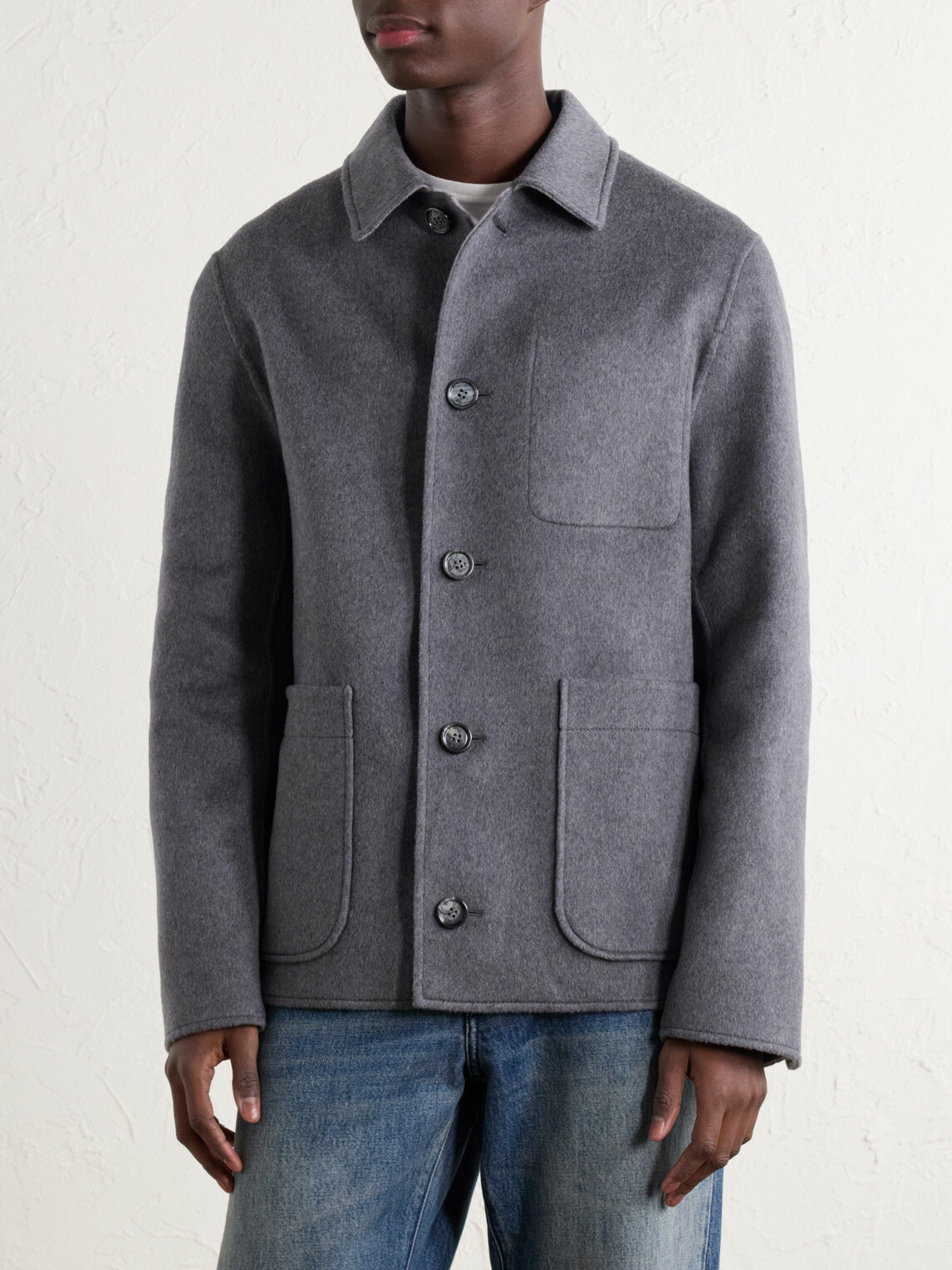 AMI PARIS - Brushed Wool and Cashmere-Blend Felt Blouson Jacket - Gray