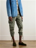 Greg Lauren - Tapered Cotton-Canvas Drawstring Cargo Trousers - Green