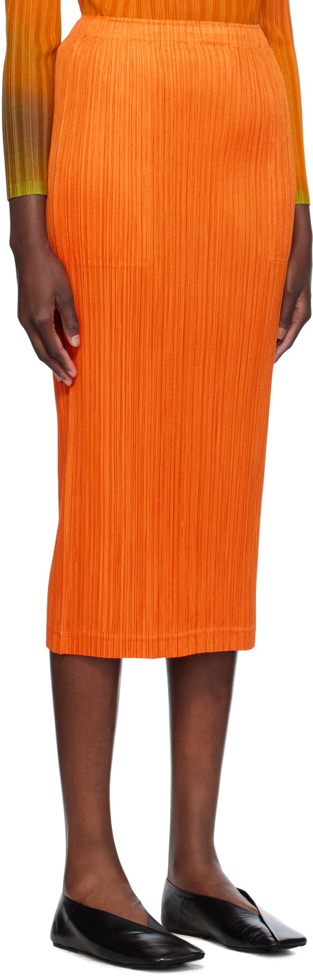 PLEATS PLEASE ISSEY MIYAKE Orange Thicker Bottoms 1 Midi Skirt