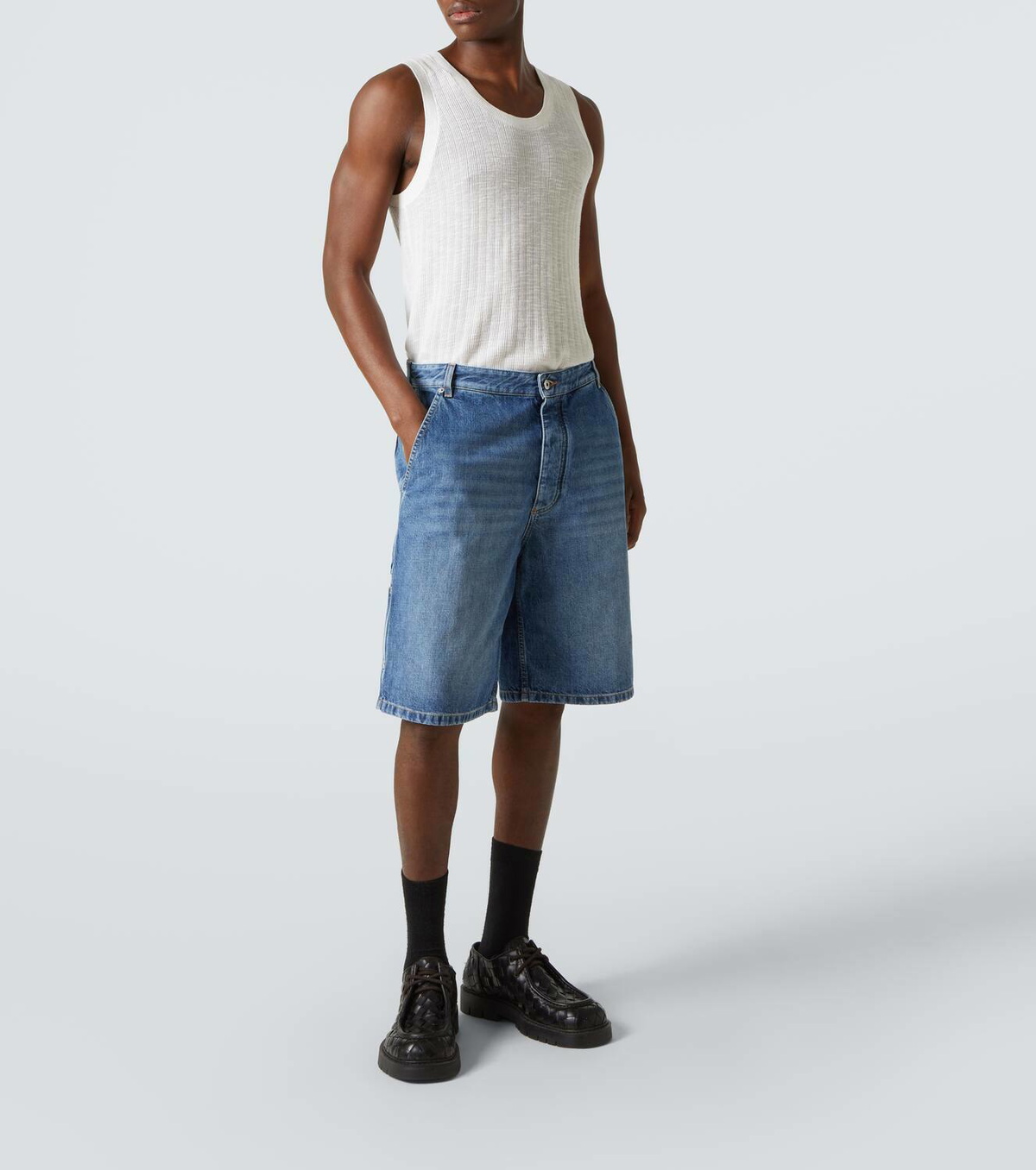 Bottega Veneta High-rise denim Bermuda shorts