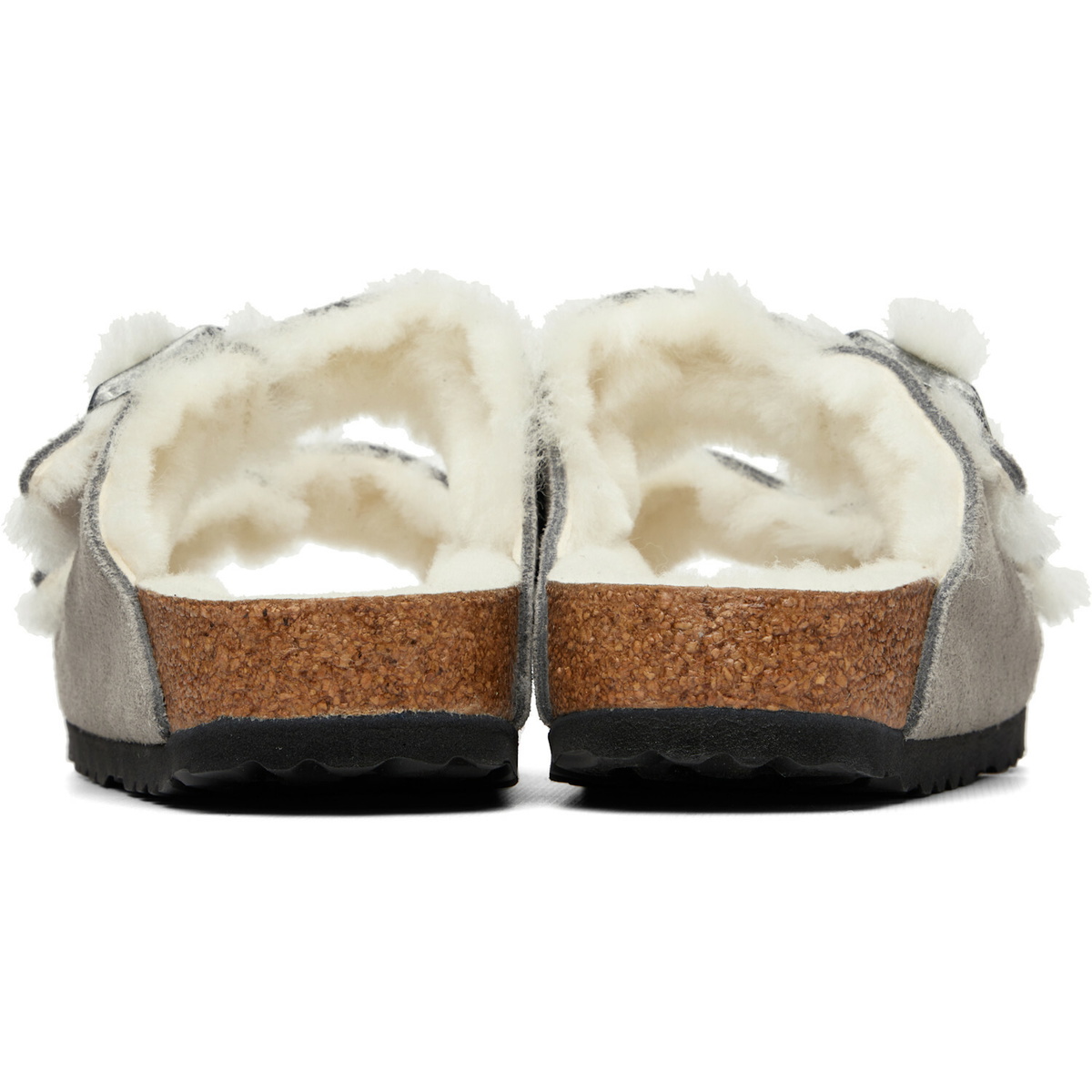 Birkenstock Gray Narrow Arizona Shearling Sandals